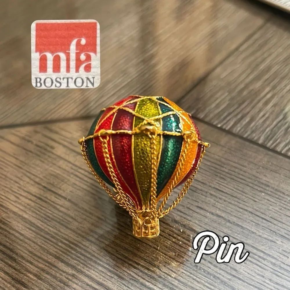 Vintage MFA Museum of Fine Arts Enamel Hot Air Balloon Dangle Basket Brooch